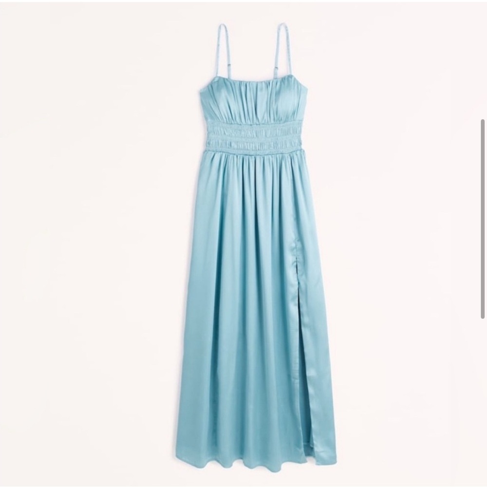 Abercrombie & Fitch Light Blue Satin Maxi Dress
